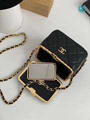 Chanel Lock Frame Vanity Case with Chain Quilted Lambskin Small Black 11x9x7.5cm - 3