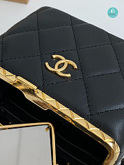 Chanel Lock Frame Vanity Case with Chain Quilted Lambskin Small Black 11x9x7.5cm - 4