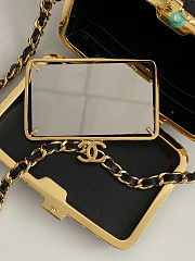 Chanel Lock Frame Vanity Case with Chain Quilted Lambskin Small Black 11x9x7.5cm - 6