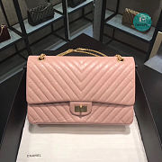 Chanel Reissue 2.55 Flap Bag Chevron Aged Calfskin 227 Pink 28cm - 1