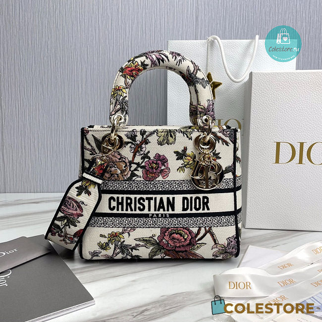 Medium Lady D-Lite Multicolor Dior Jardin Botanique Embroidery 24x11x20cm - 1