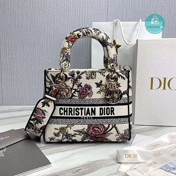 Medium Lady D-Lite Multicolor Dior Jardin Botanique Embroidery 24x11x20cm