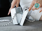 Chanel 2021k White Leather Mirror Box Cutch Chain Bag White 10.7×10.7×5.5cm - 6