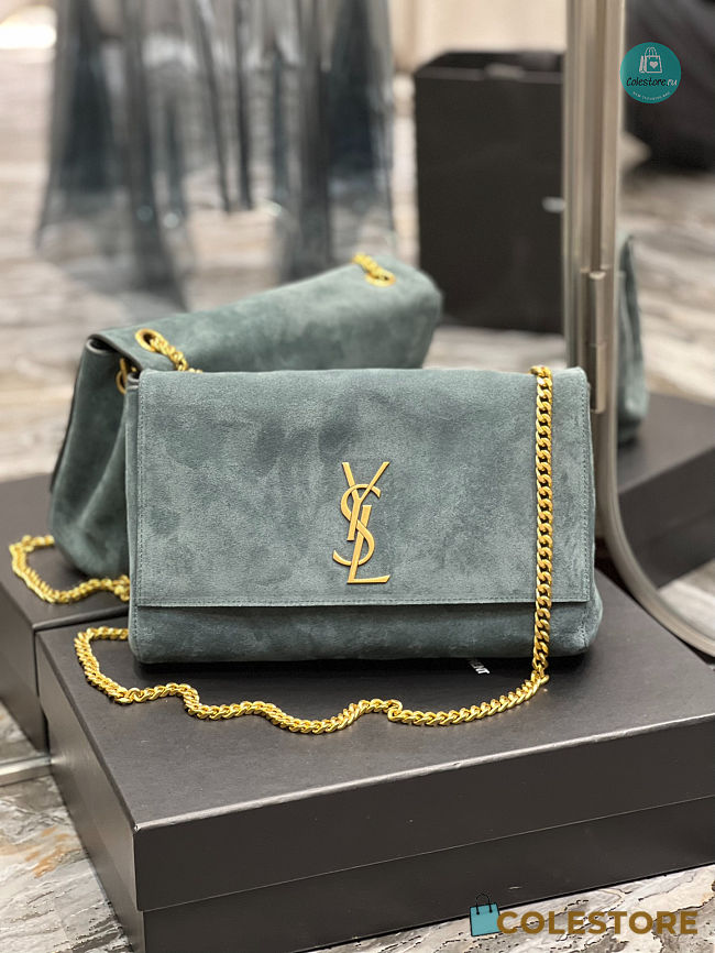 YSL Reversible Blue Suede Medium Kate Bag 28.5x20x6cm - 1