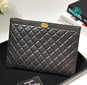 Chanel Boy O Case Large Black Lambskin 35x28cm - 1