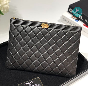 Chanel Boy O Case Large Black Lambskin 35x28cm