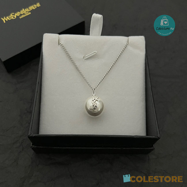 YSL Bronze Gold YSL Pearl Necklace  - 1