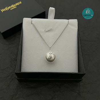 YSL Bronze Gold YSL Pearl Necklace 