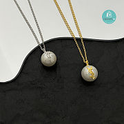 YSL Bronze Gold YSL Pearl Necklace  - 3
