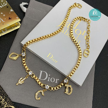 Dior Irregular CD Cactus Pendant Necklace 