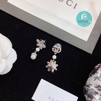 Gucci Pearl with Flower GG Crystal Earrings