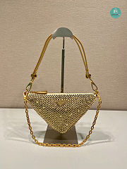 PRADA Triangle crystal-embellished fabric bag In Yellow 26x15x6cm - 1