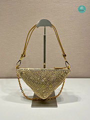 PRADA Triangle crystal-embellished fabric bag In Yellow 26x15x6cm - 4