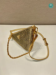 PRADA Triangle crystal-embellished fabric bag In Yellow 26x15x6cm - 3