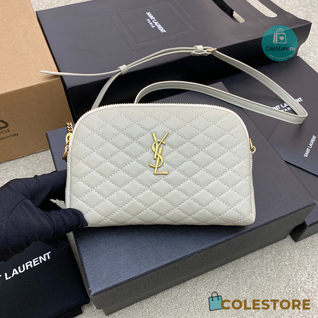 YSL Gaby Chain Pouch in Quilted Lambskin White 13x9x3.5cm - 1