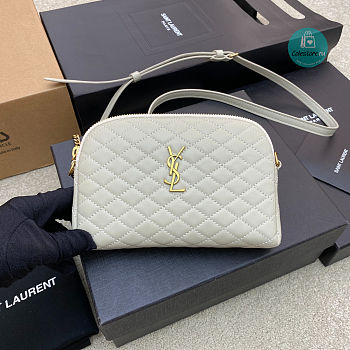 YSL Gaby Chain Pouch in Quilted Lambskin White 13x9x3.5cm