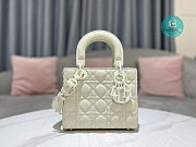 Medium Lady Dior Latte Uramatte Cannage Calfskin In Full White 20cm  - 1