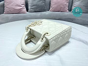 Small Lady Dior Latte Uramatte Cannage Calfskin In Full White 17cm - 3