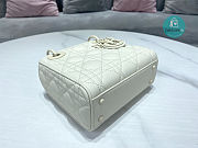 Small Lady Dior Latte Uramatte Cannage Calfskin In Full White 17cm - 6