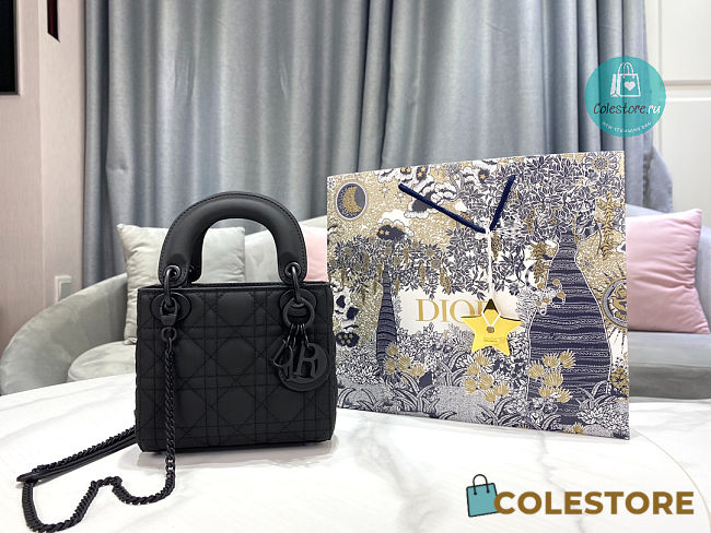 Dior Lady Mini Bag Full Black Ultra Matte Cannage Calfskin 17cm - 1