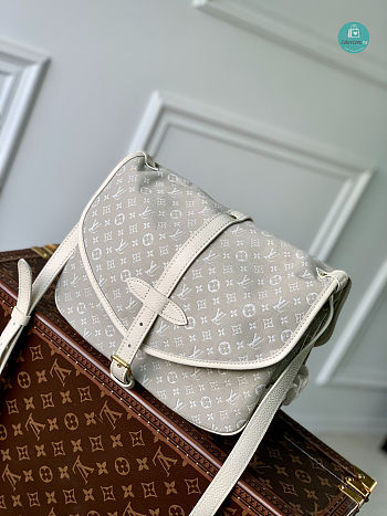 Louis Vuitton Medium Saumur Bag In Monogram Canvas Gray 28x11x20
