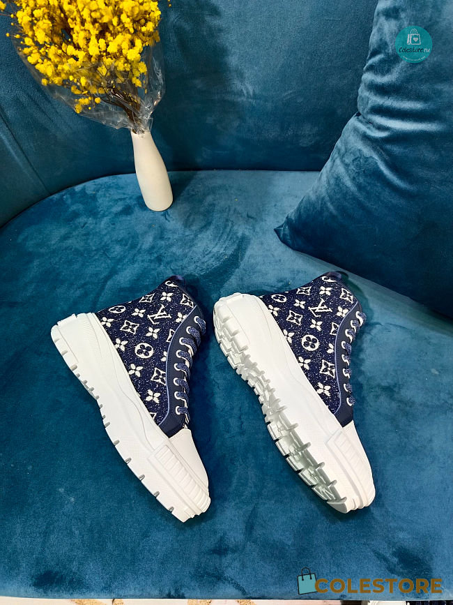 Louis Vuitton Squad Sneaker Boot In Blue - 1