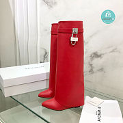 Givenchy Shark Lock Leather Knee-high Boots in Red  - 5