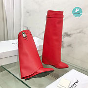 Givenchy Shark Lock Leather Knee-high Boots in Red  - 3