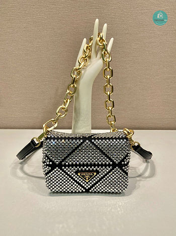 Prada Satin Mini-Bag With Crystals Black 17x11.5x6.5cm
