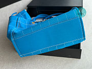 Chanel Shopping Bag Cotton Calfskin & Gold-Tone Metal Blue & White 38x32x18cm - 6