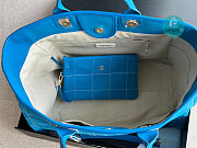 Chanel Shopping Bag Cotton Calfskin & Gold-Tone Metal Blue & White 38x32x18cm - 5