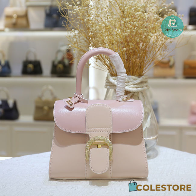 Delvaux Brillant Diamond Buckle Bag In Pink 24x12x19 cm - 1