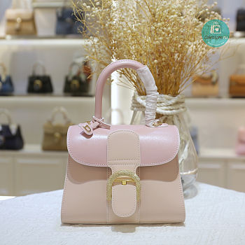 Delvaux Brillant Diamond Buckle Bag In Pink 24x12x19 cm