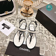 Chanel Artificial Pearl Grosgrain Sandal In Black  - 1