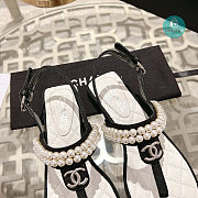 Chanel Artificial Pearl Grosgrain Sandal In Black  - 2