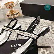 Chanel Artificial Pearl Grosgrain Sandal In Black  - 5