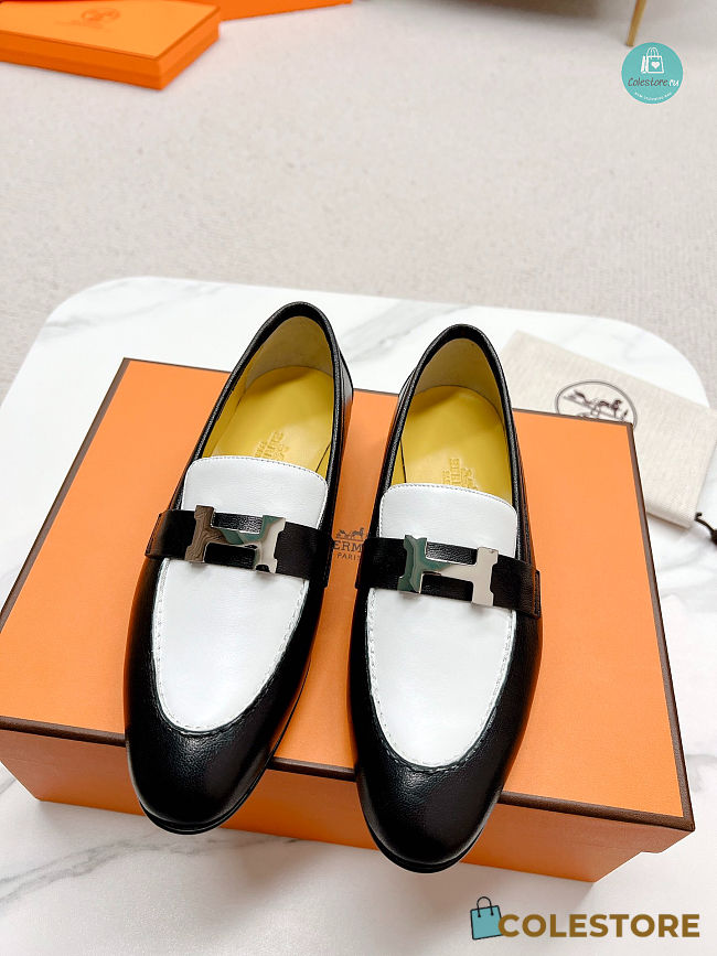 Hermes Dauphine Loafer White/Black - 1