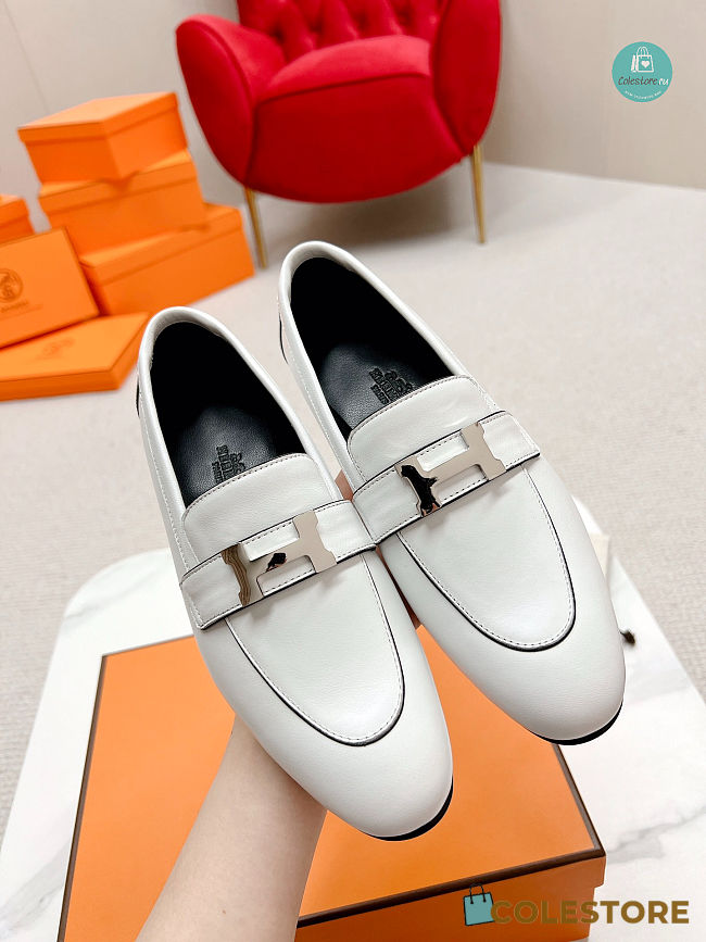 Hermes Dauphine Loafer White - 1