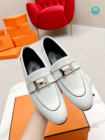 Hermes Dauphine Loafer White