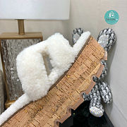 Hermes Eze Wedge Sandals In Shearling White - 2