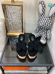Hermes Eze Wedge Sandals In Shearling Black - 3