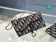 Dior Long Saddle Wallet With Chain Blue Dior Oblique Jacquard 19x9.5cm - 1