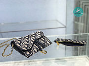 Dior Long Saddle Wallet With Chain Blue Dior Oblique Jacquard 19x9.5cm - 6