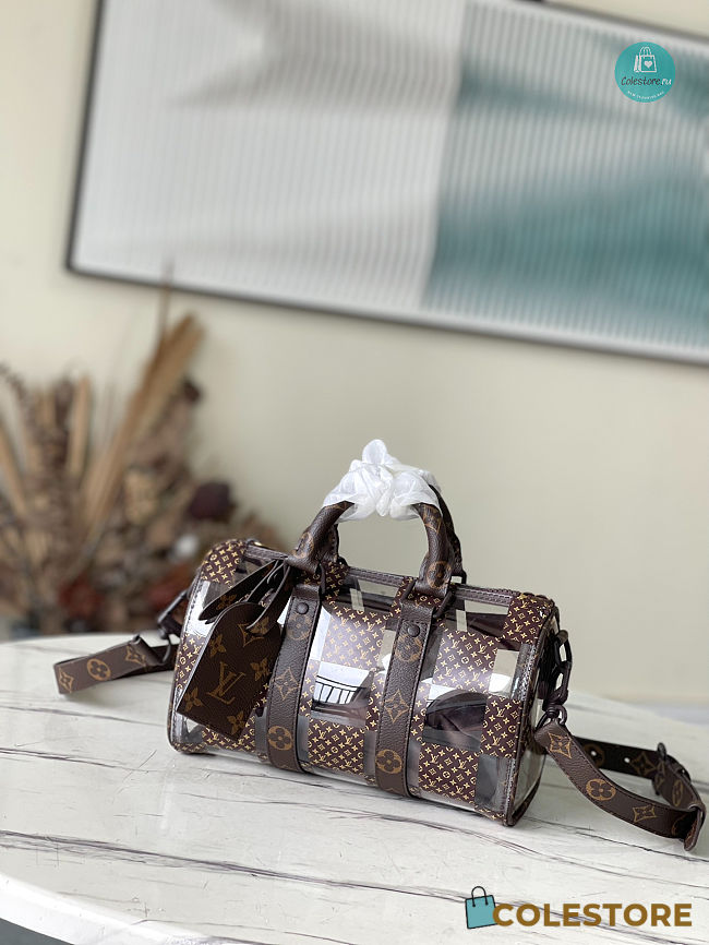 Louis Vuitton Virgil Abloh Clear Monogram Chess Keepall Bandouliere 25x15x11cm - 1
