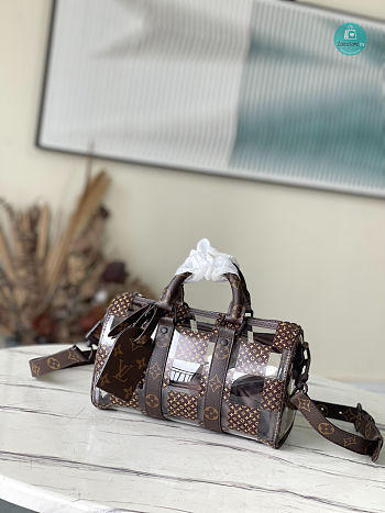 Louis Vuitton Virgil Abloh Clear Monogram Chess Keepall Bandouliere 25x15x11cm