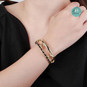 Chanel CC Logos Chain Bracelet Gold Plated Black Leather  - 5