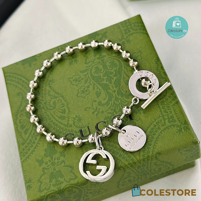 Gucci Sterling Silver Boule Bead Charm Toggle Bracelet - 1