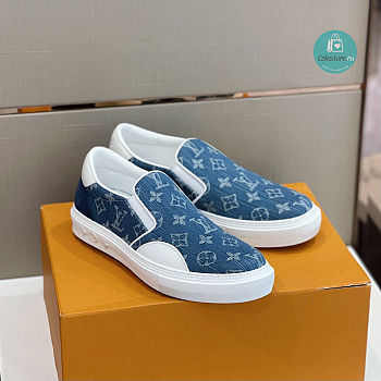 Louis Vuitton Monogram Blue Denim Trocadero Slip-on 