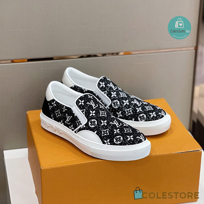 Louis Vuitton Monogram Black Denim Trocadero Slip-on - 1