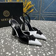 Versace La Medusa Slingback Pointed Toe Pump In Black/White - 6